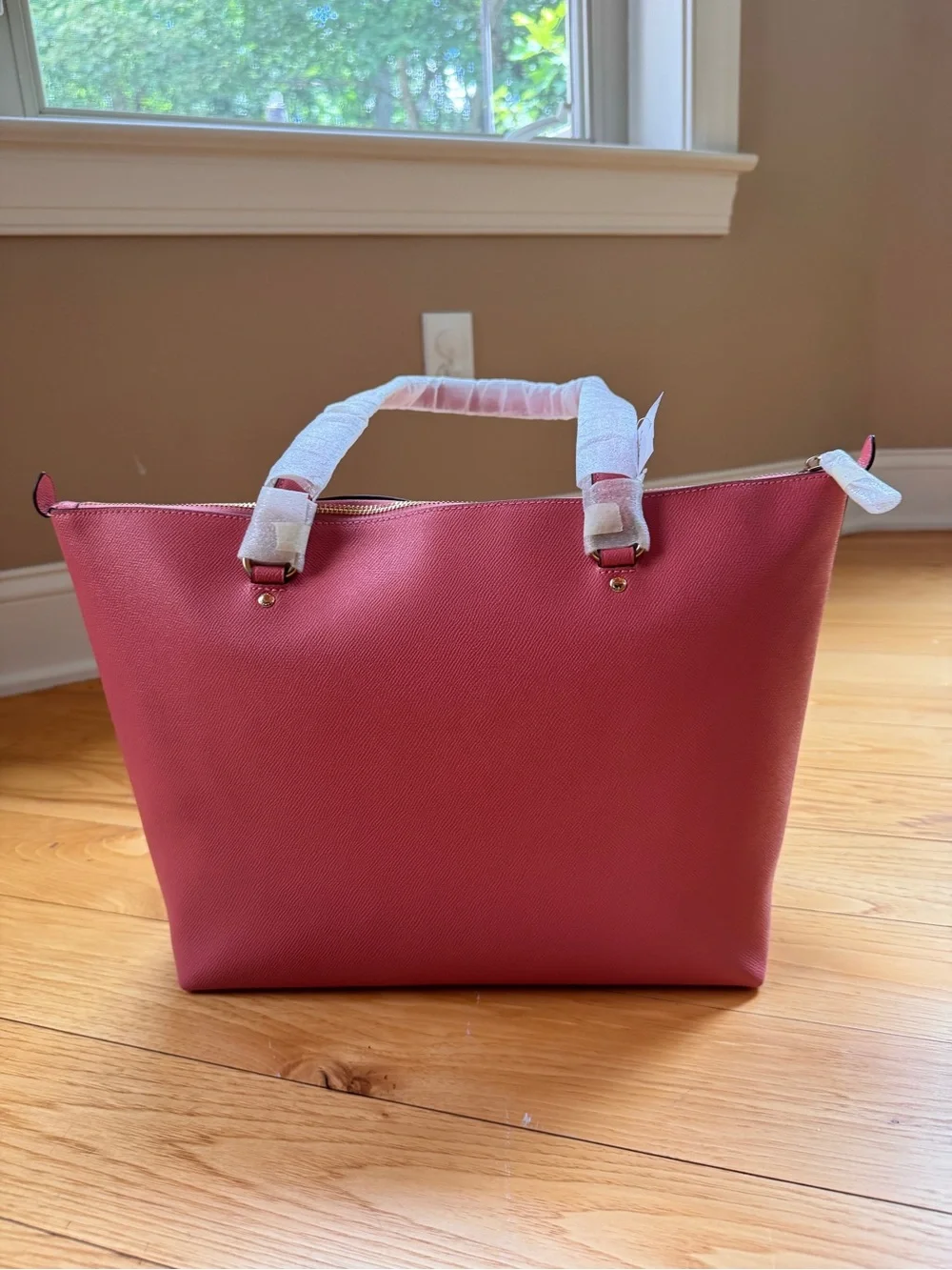 NWT Coach Taffy Pink Pebbled Leather Gallery Tote Shoulder Bag Gold Hardware